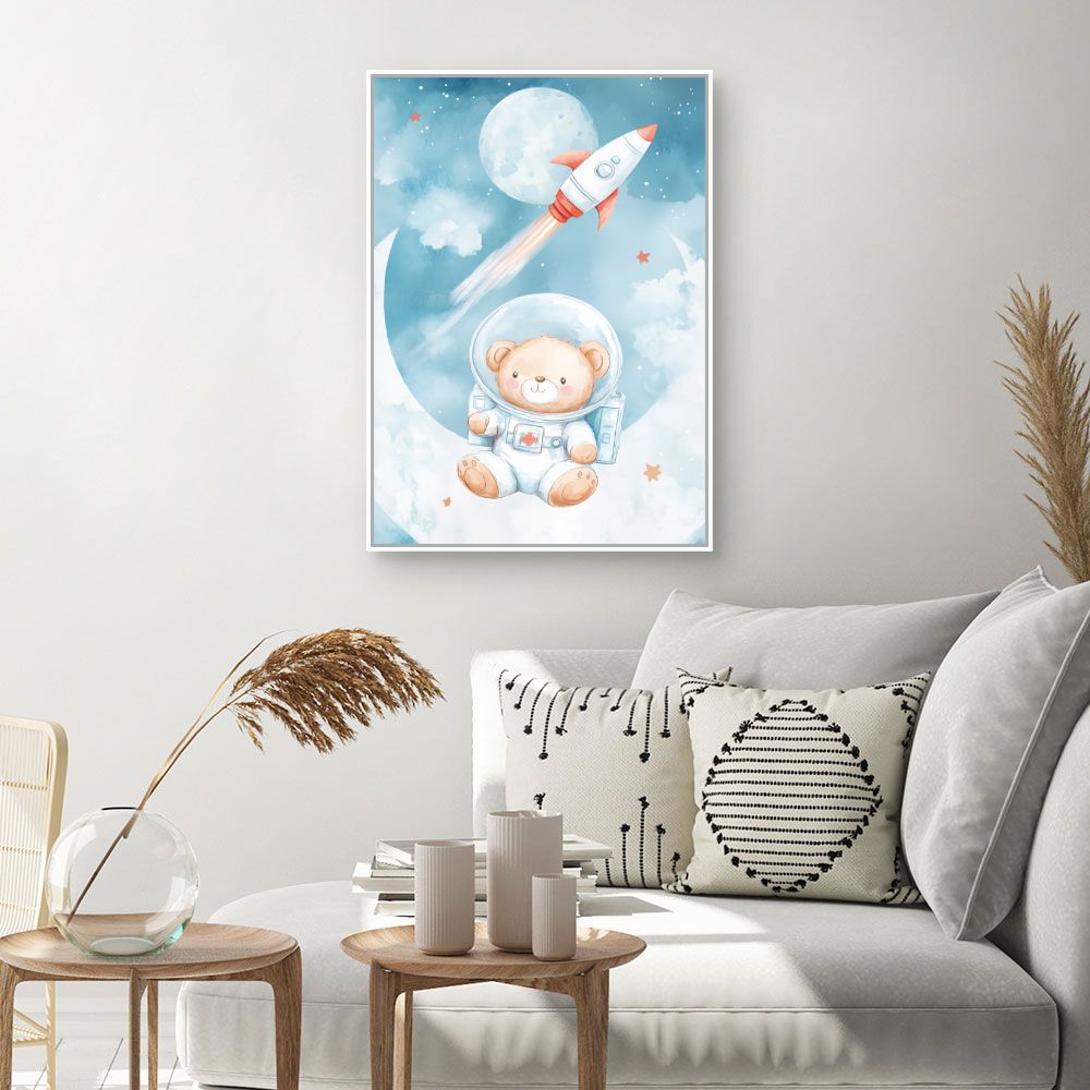 Tableau imprimé pour enfants 'Ourson cosmonaute'