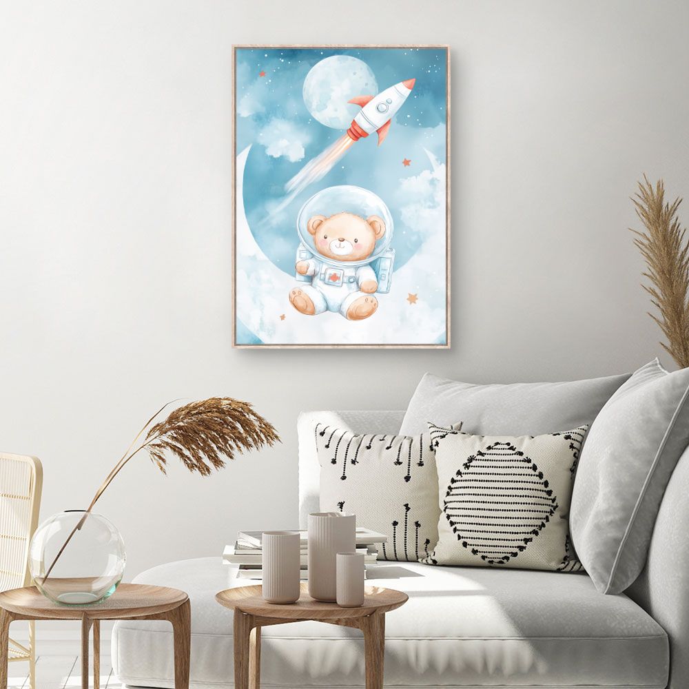 Tableau imprimé pour enfants 'Ourson cosmonaute'