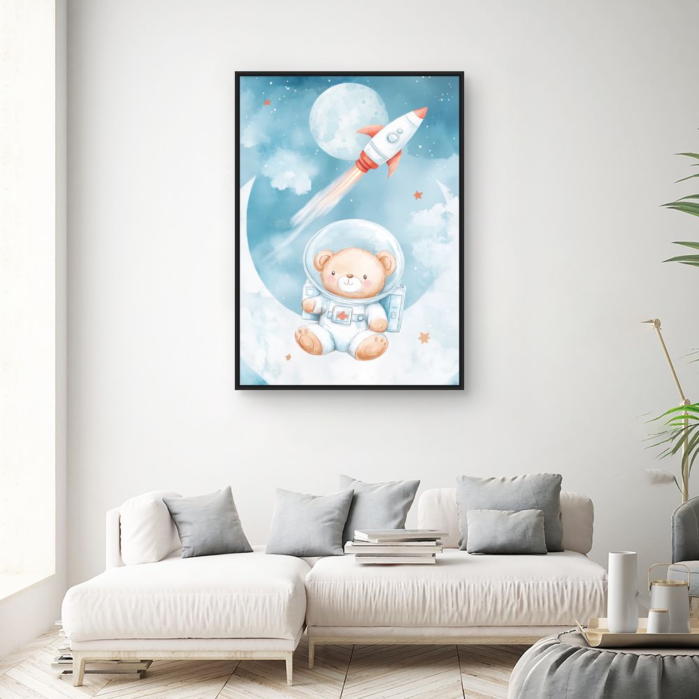 Tableau imprimé pour enfants 'Ourson cosmonaute'
