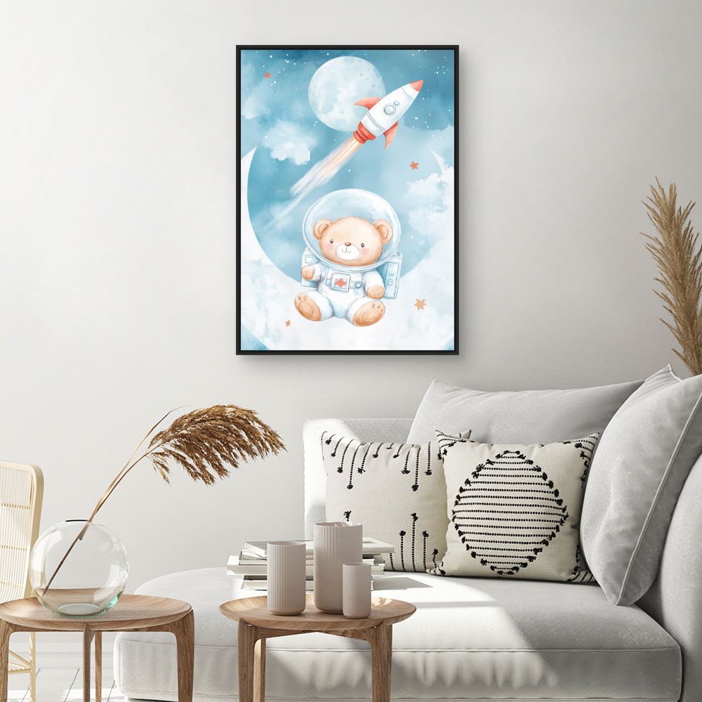 Tableau imprimé pour enfants 'Ourson cosmonaute'
