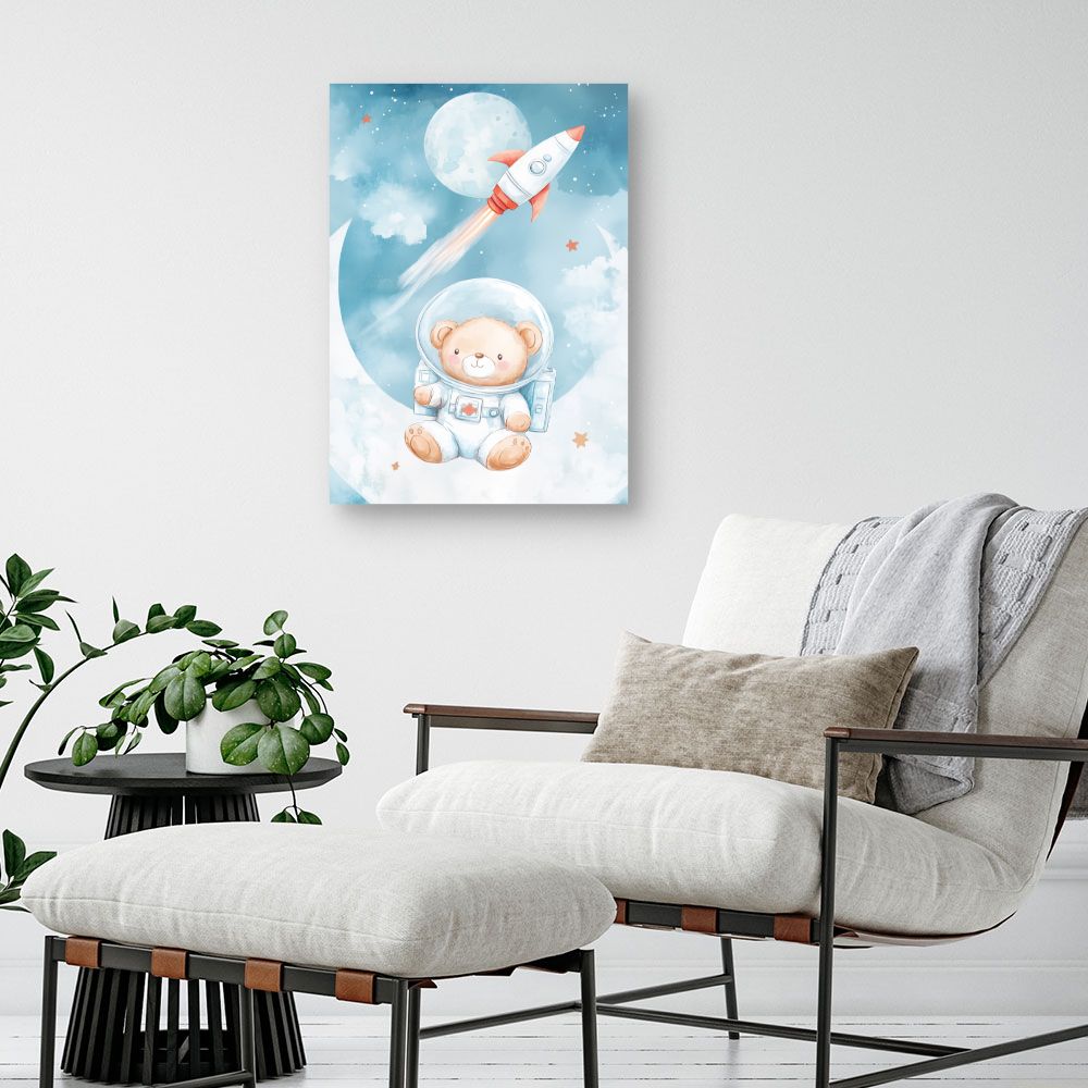 Tableau imprimé pour enfants 'Ourson cosmonaute'
