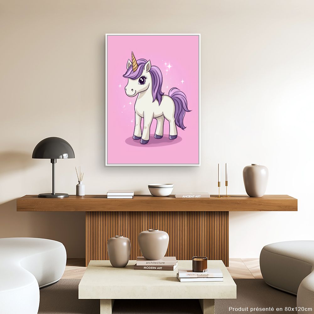 Tableau imprimé pour enfants 'Licorne scintillante'