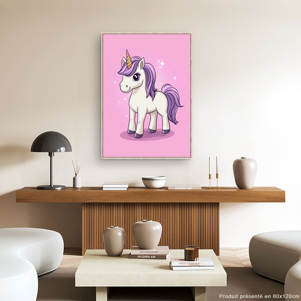 Tableau imprimé pour enfants 'Licorne scintillante'