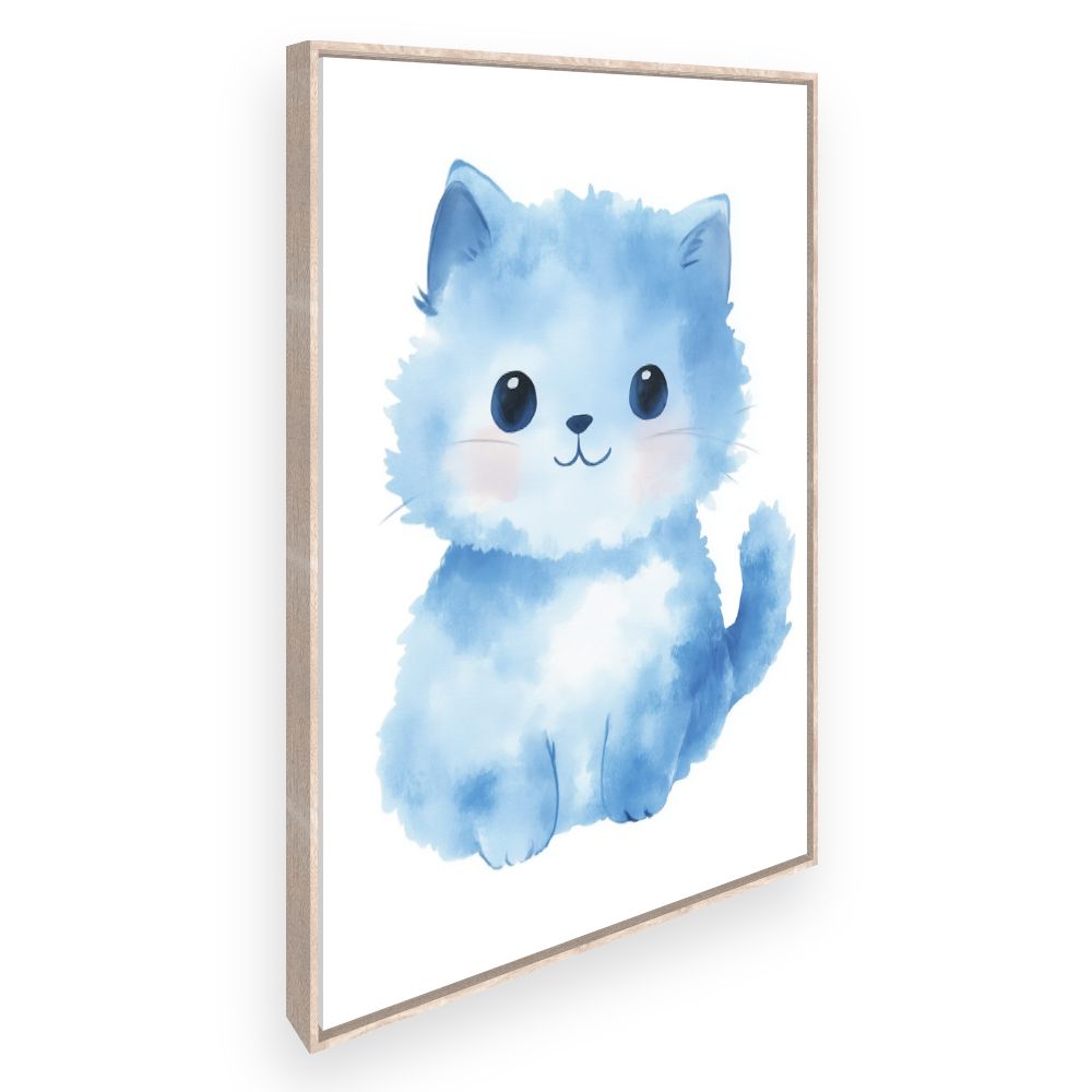 Tableau imprimé pour enfants 'Chaton bleu doux'