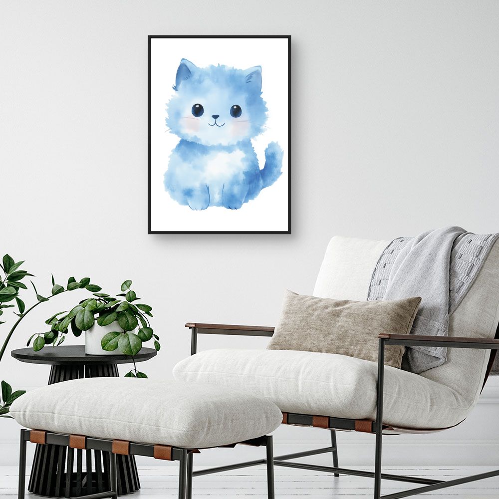 Tableau imprimé pour enfants 'Chaton bleu doux'