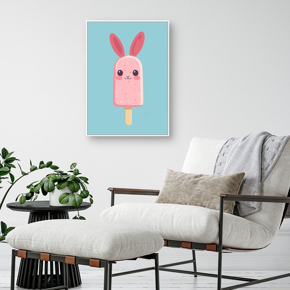 Tableau imprimé pour enfants 'Crème glacée lapin'