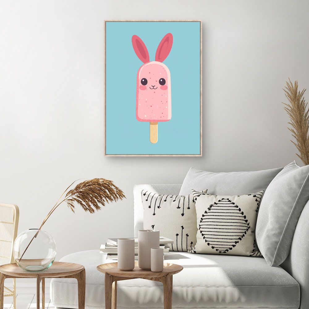 Tableau imprimé pour enfants 'Crème glacée lapin'