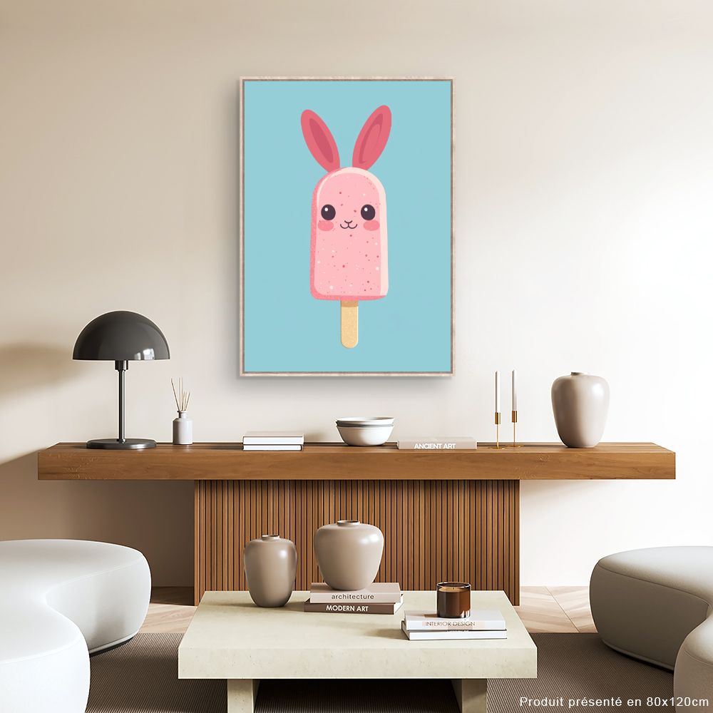 Tableau imprimé pour enfants 'Crème glacée lapin'