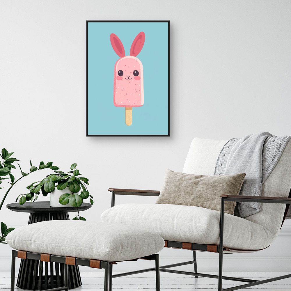 Tableau imprimé pour enfants 'Crème glacée lapin'