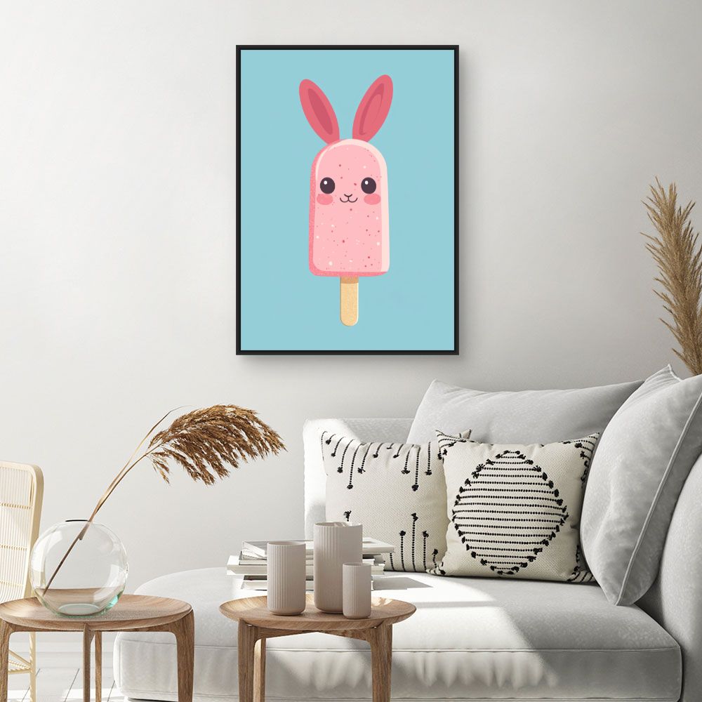 Tableau imprimé pour enfants 'Crème glacée lapin'