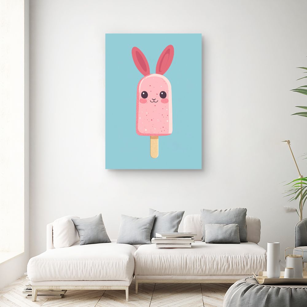 Tableau imprimé pour enfants 'Crème glacée lapin'