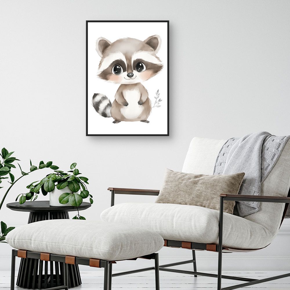 Tableau imprimé pour enfants 'Raton laveur mignon'