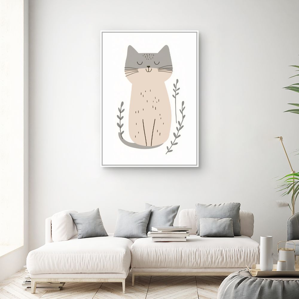 Tableau imprimé pour enfants 'Chat mignon paisible'