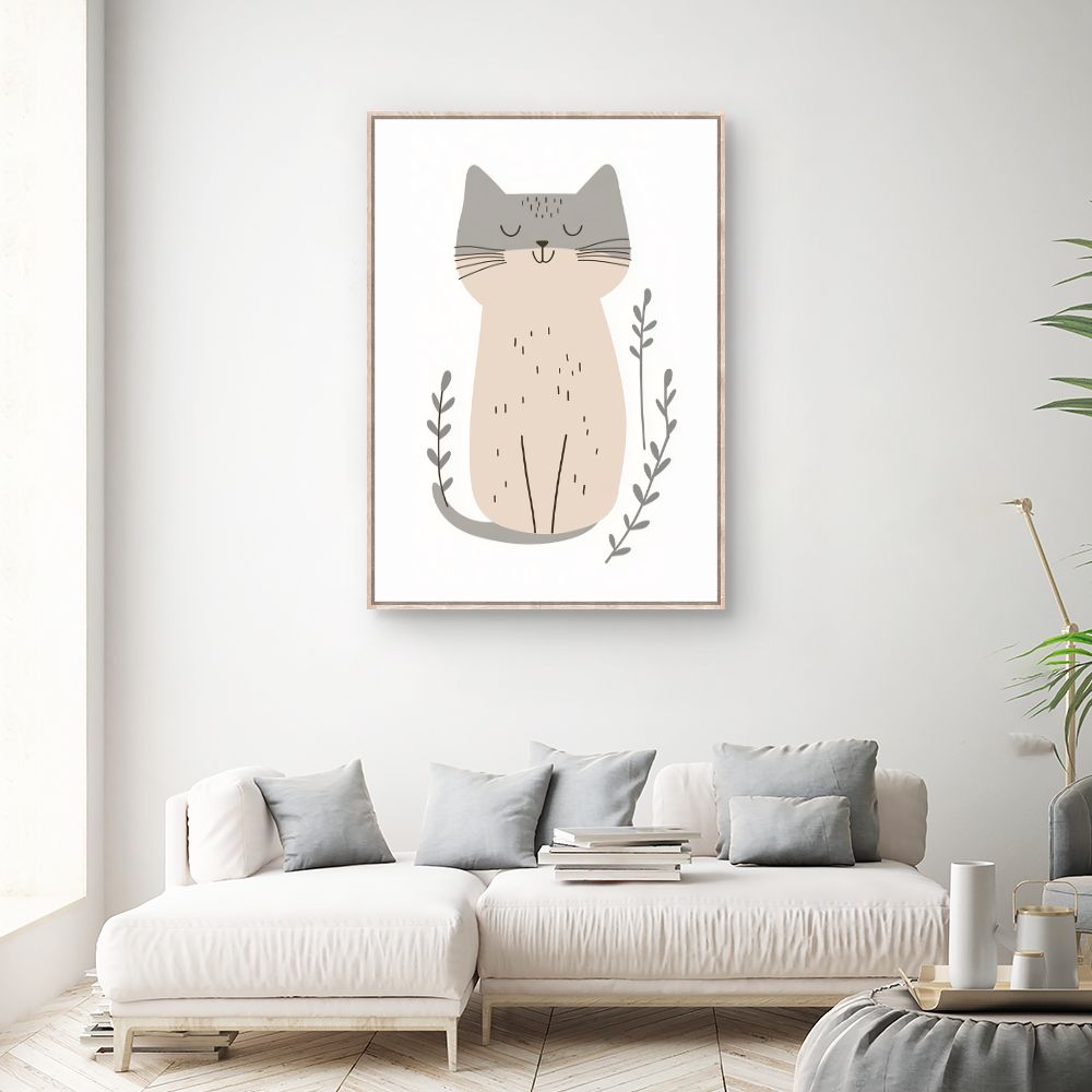 Tableau imprimé pour enfants 'Chat mignon paisible'