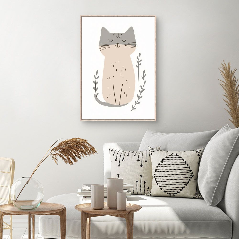 Tableau imprimé pour enfants 'Chat mignon paisible'