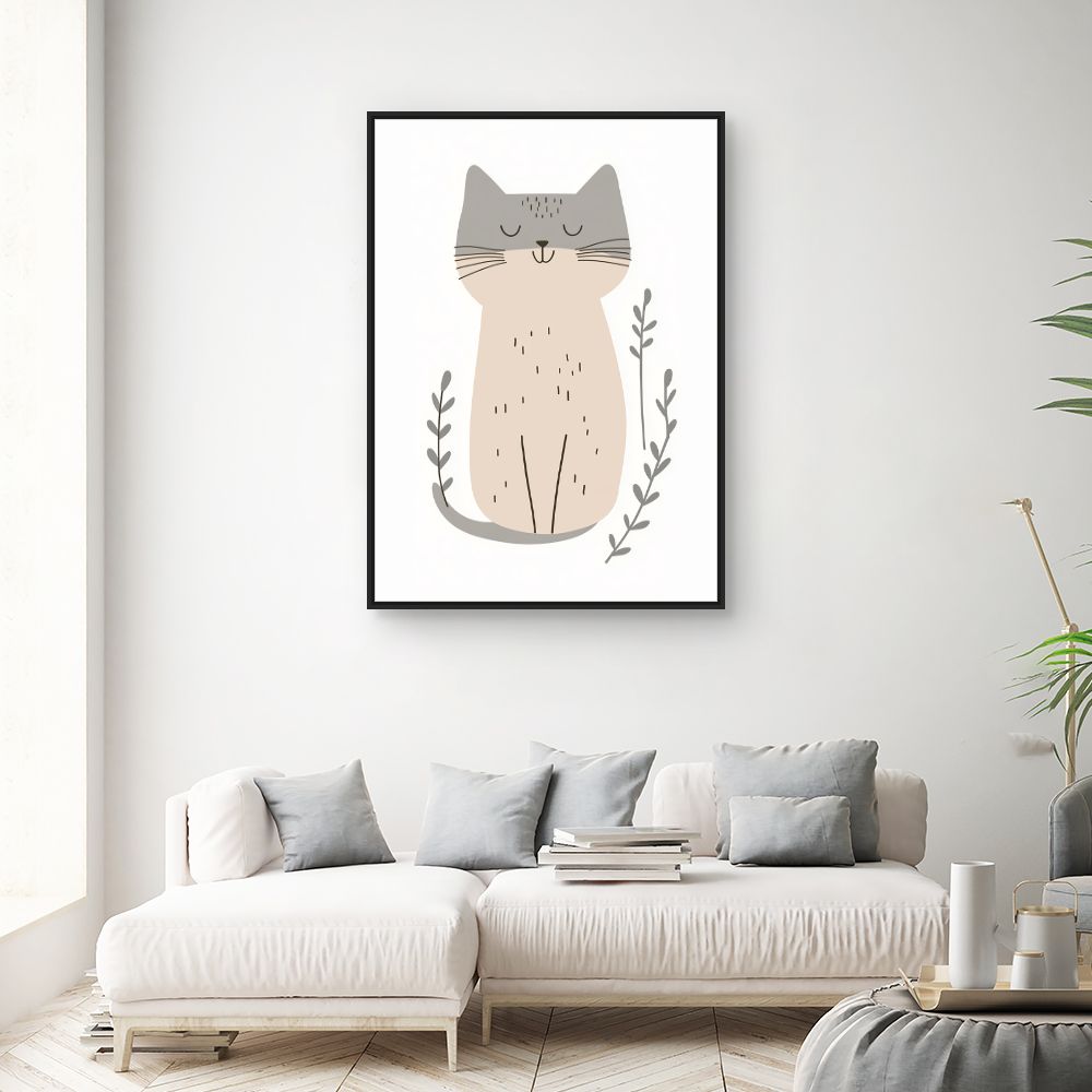 Tableau imprimé pour enfants 'Chat mignon paisible'