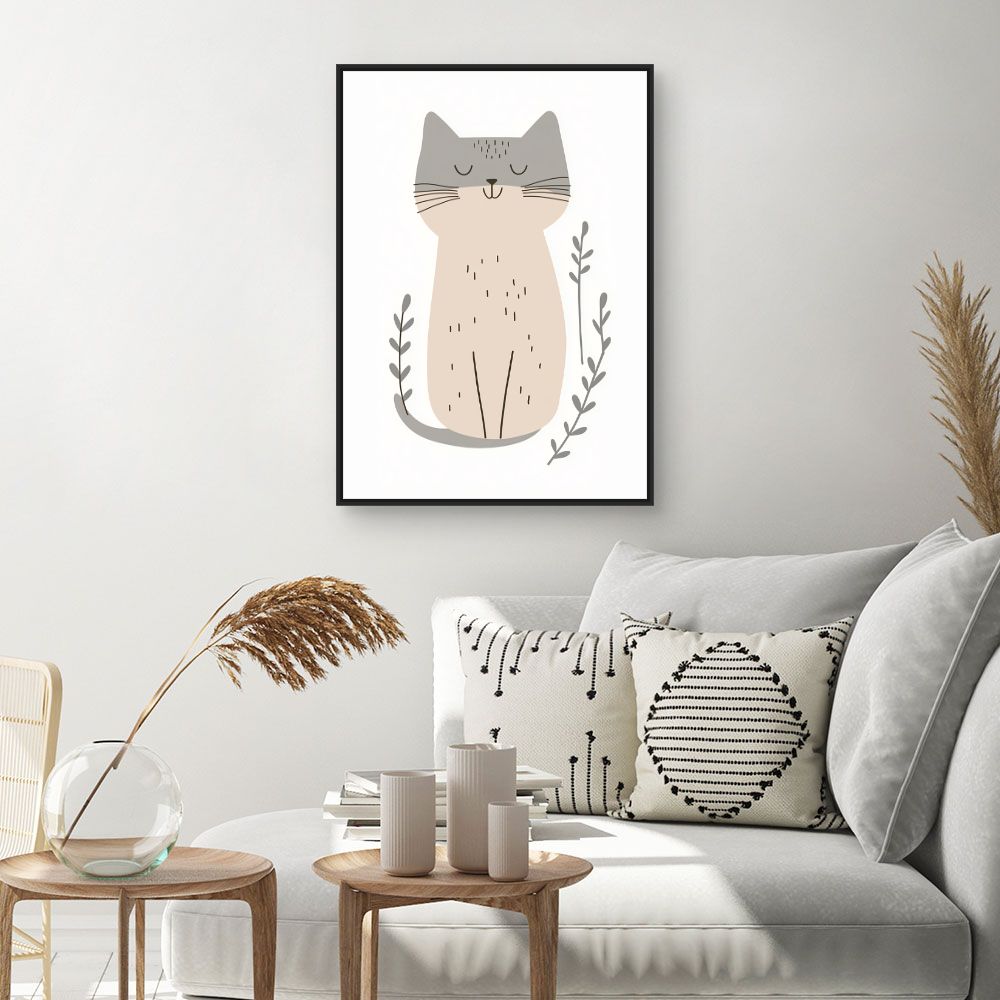 Tableau imprimé pour enfants 'Chat mignon paisible'