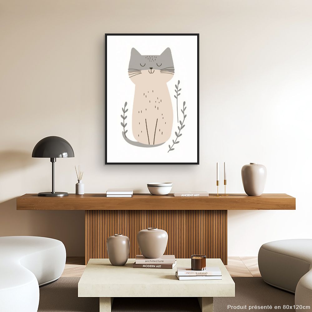 Tableau imprimé pour enfants 'Chat mignon paisible'