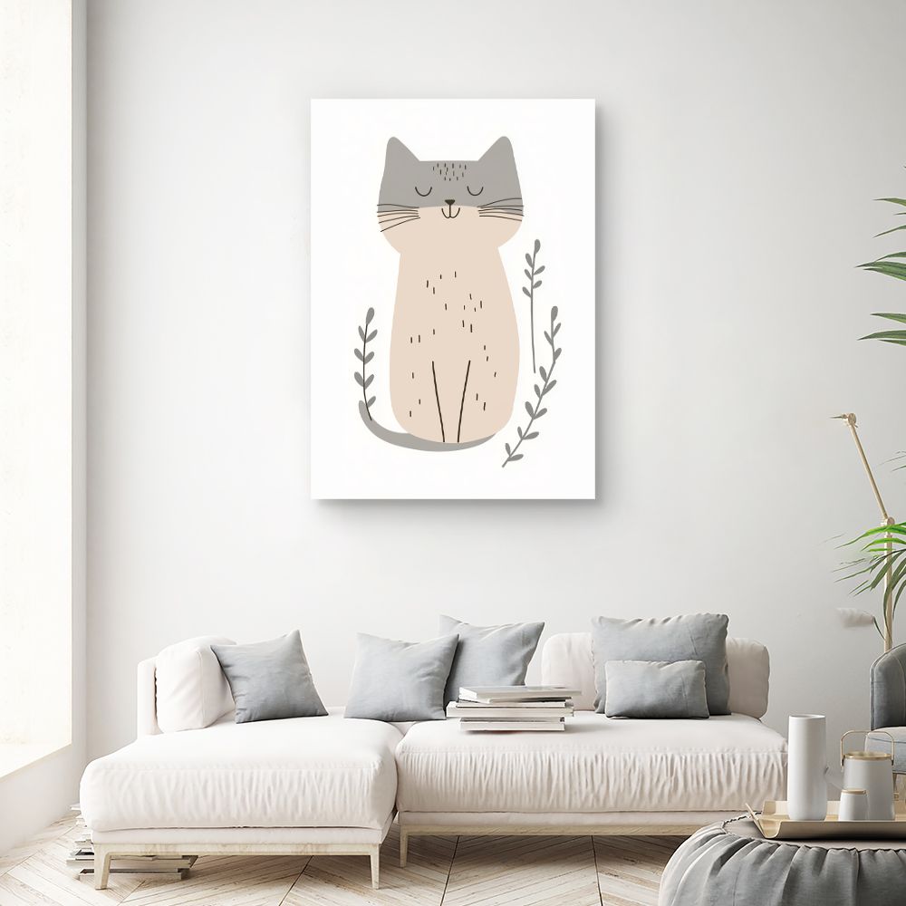 Tableau imprimé pour enfants 'Chat mignon paisible'