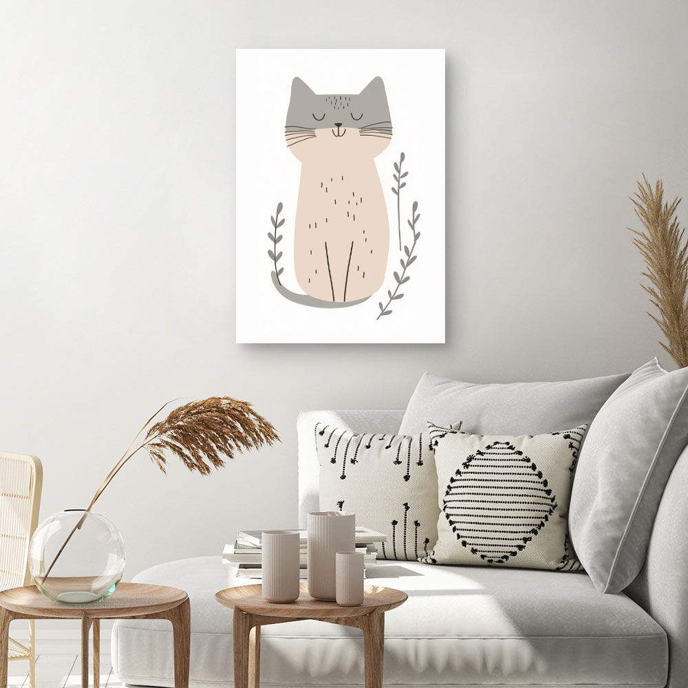 Tableau imprimé pour enfants 'Chat mignon paisible'