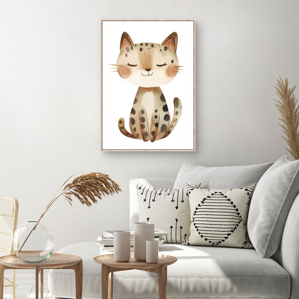 Tableau imprimé pour enfants 'Chat paisible'