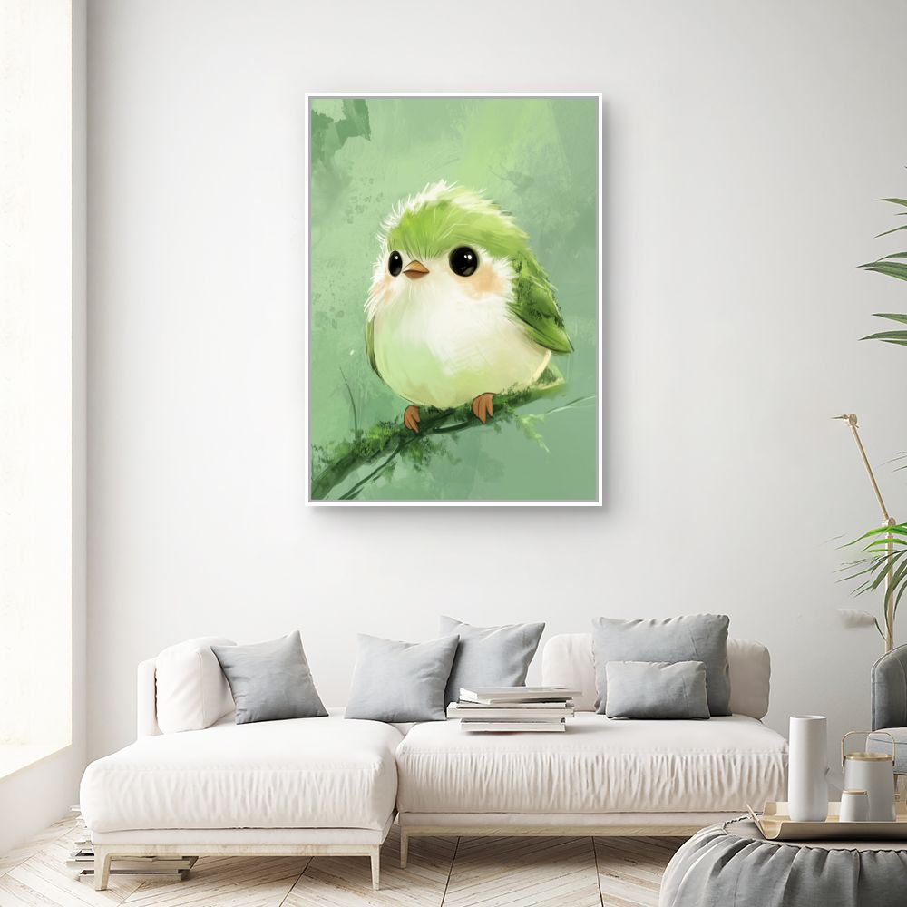 Tableau imprimé pour enfants 'Adorable oiseau pastel'