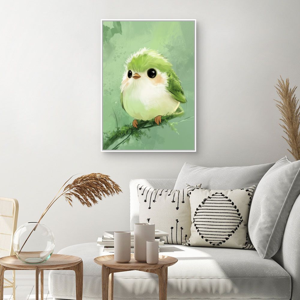Tableau imprimé pour enfants 'Adorable oiseau pastel'