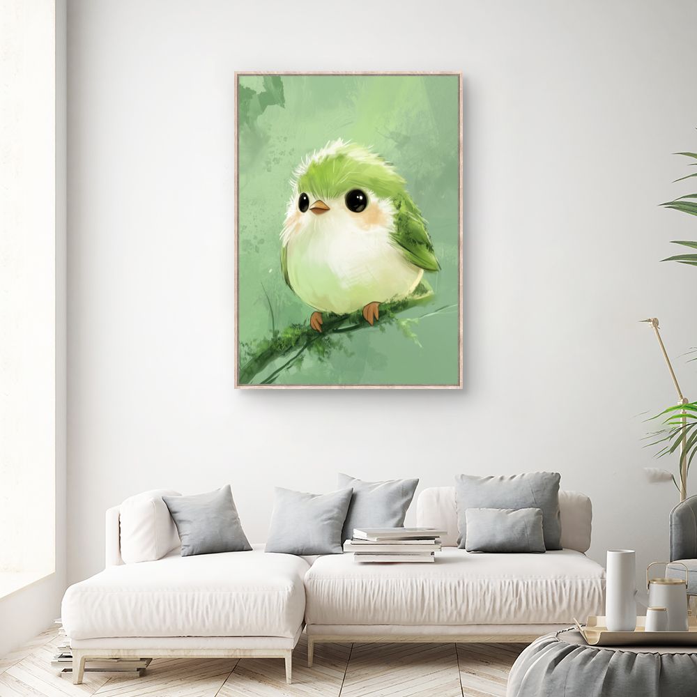 Tableau imprimé pour enfants 'Adorable oiseau pastel'