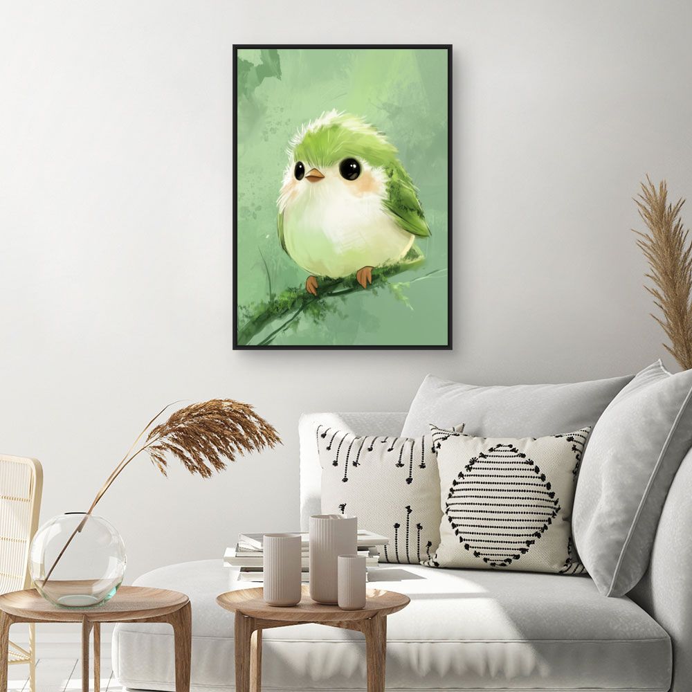 Tableau imprimé pour enfants 'Adorable oiseau pastel'