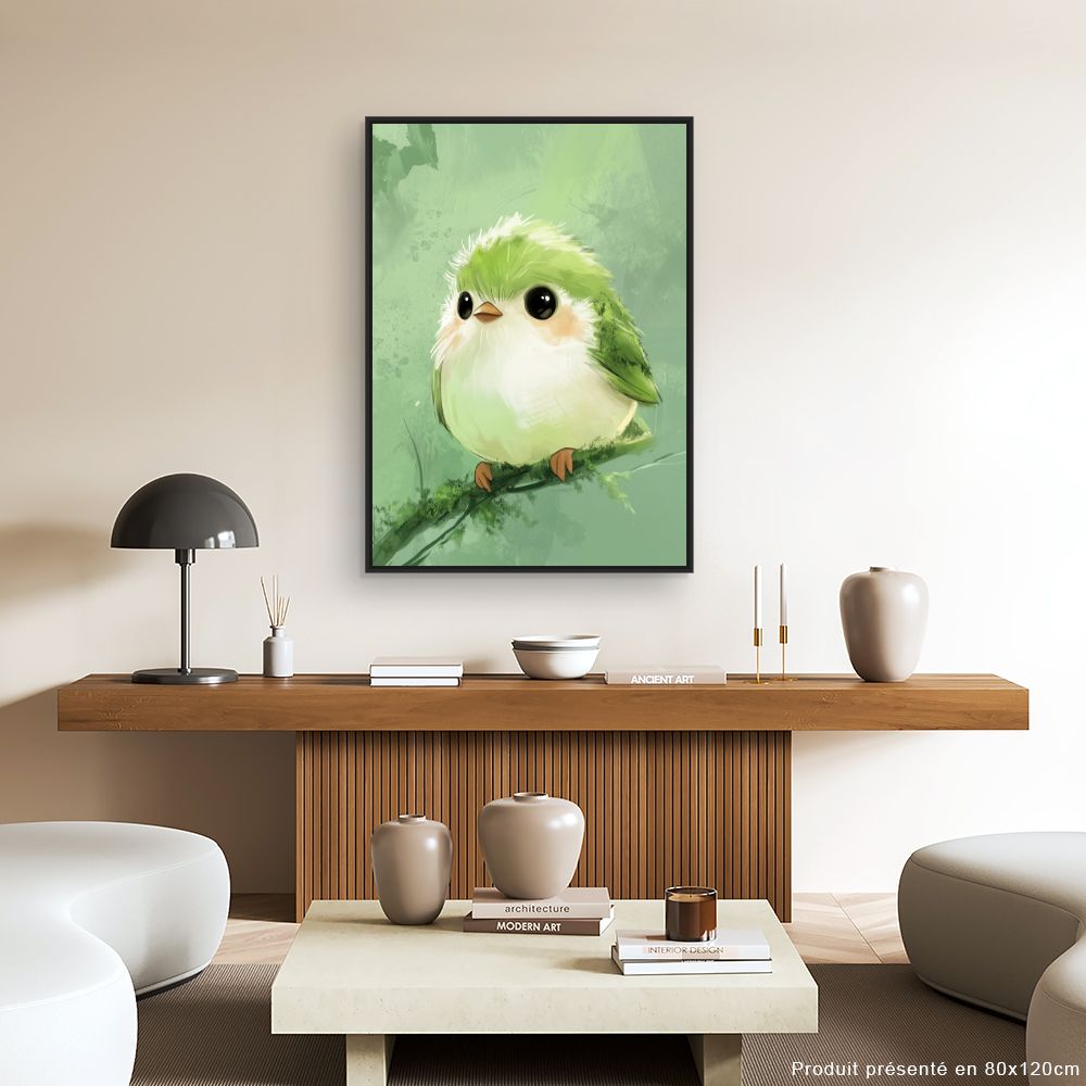 Tableau imprimé pour enfants 'Adorable oiseau pastel'