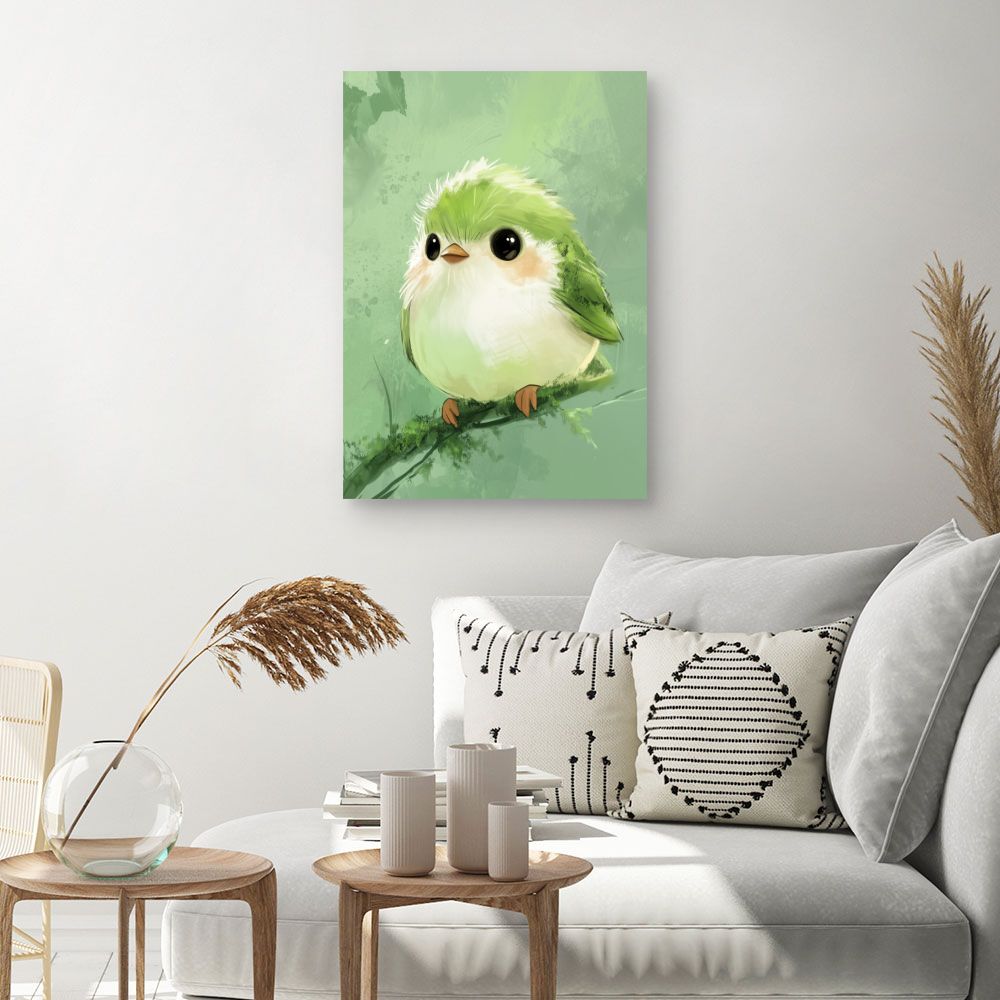 Tableau imprimé pour enfants 'Adorable oiseau pastel'