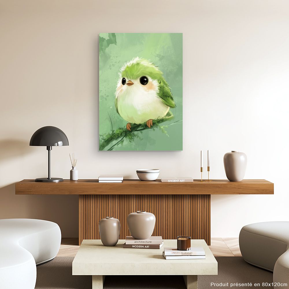 Tableau imprimé pour enfants 'Adorable oiseau pastel'