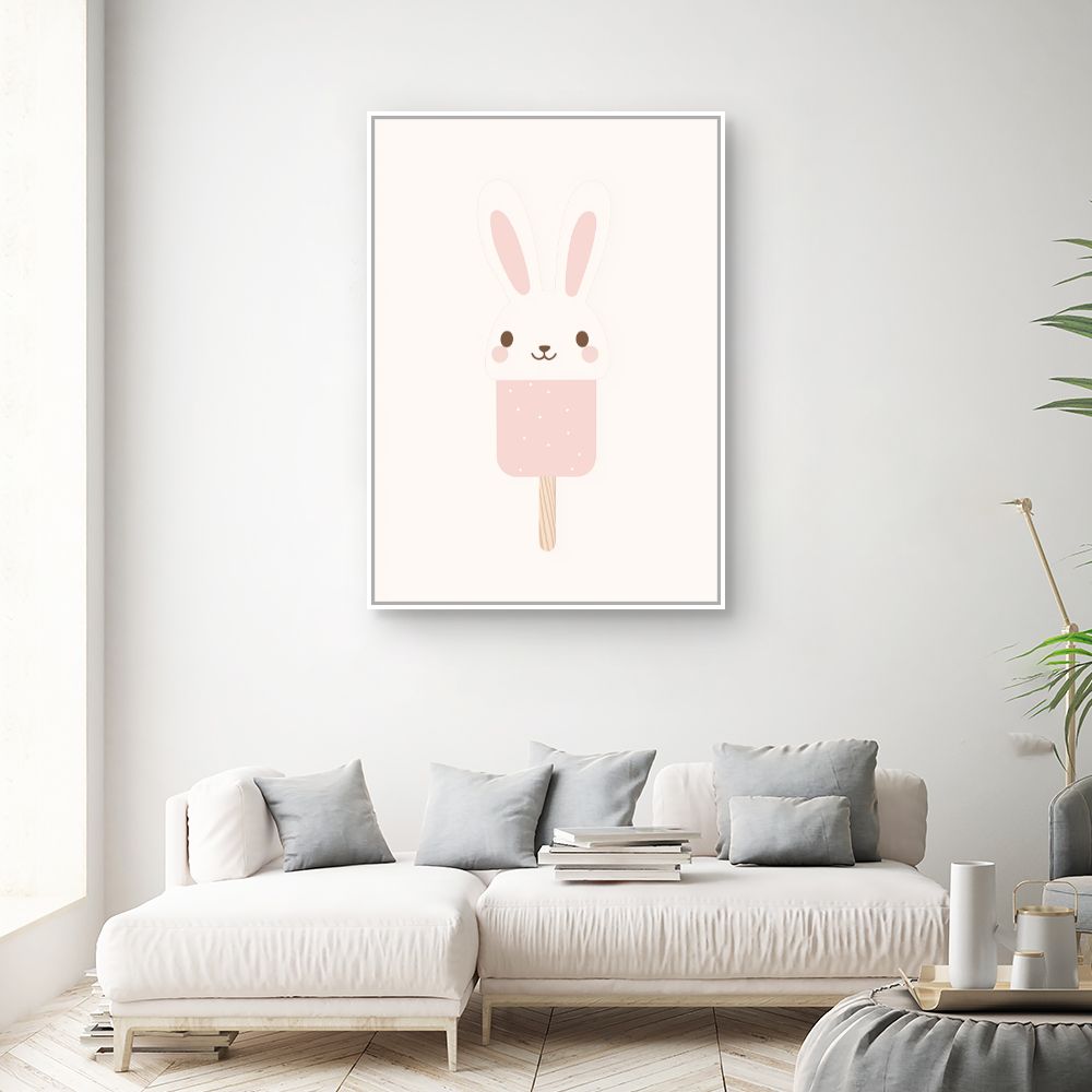Tableau imprimé pour enfants 'Lapin glacé mignon'