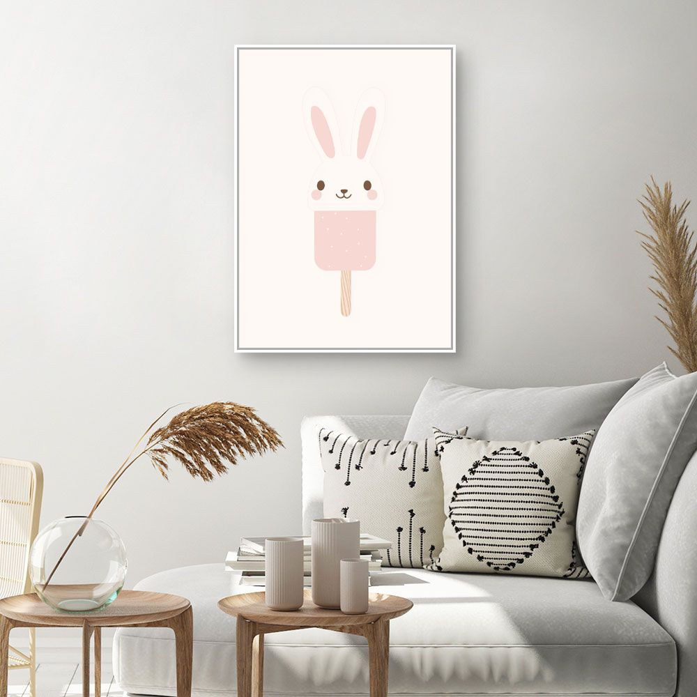 Tableau imprimé pour enfants 'Lapin glacé mignon'