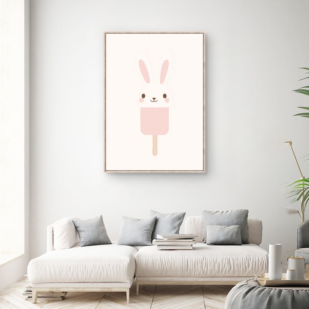Tableau imprimé pour enfants 'Lapin glacé mignon'
