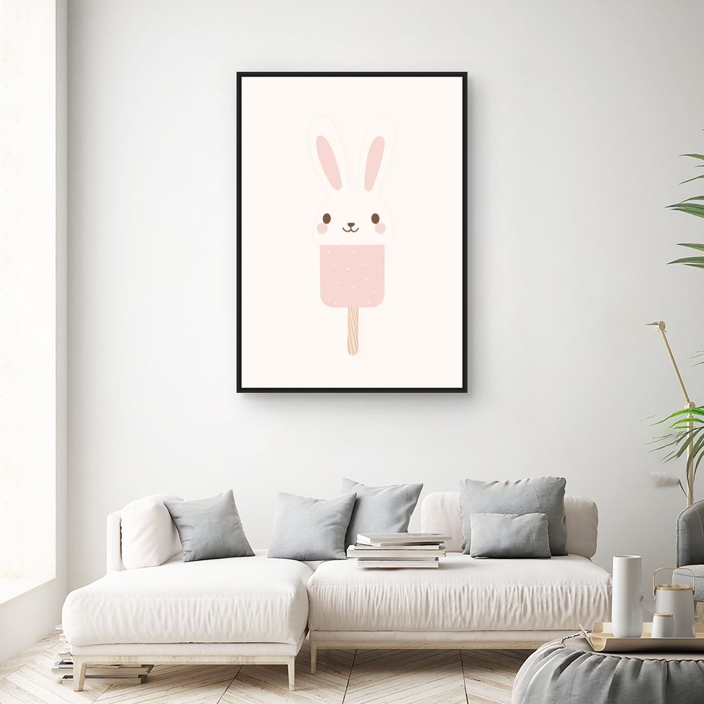 Tableau imprimé pour enfants 'Lapin glacé mignon'