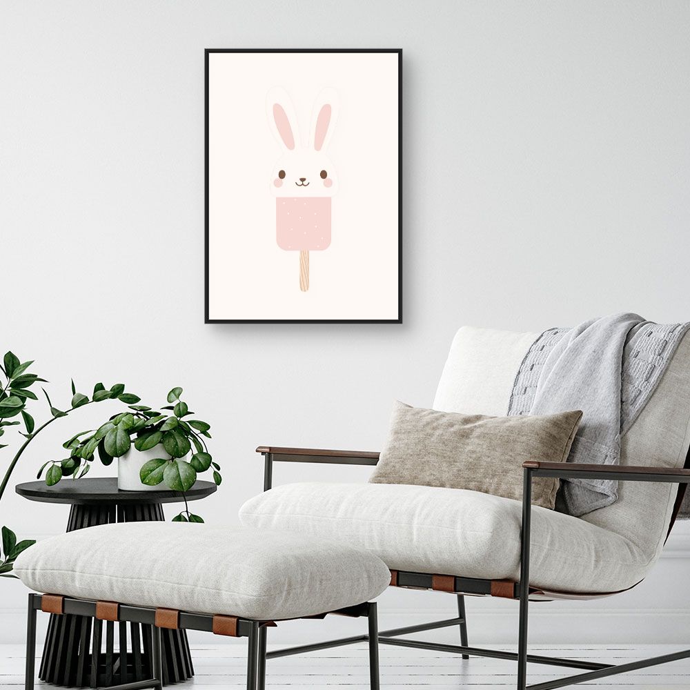 Tableau imprimé pour enfants 'Lapin glacé mignon'