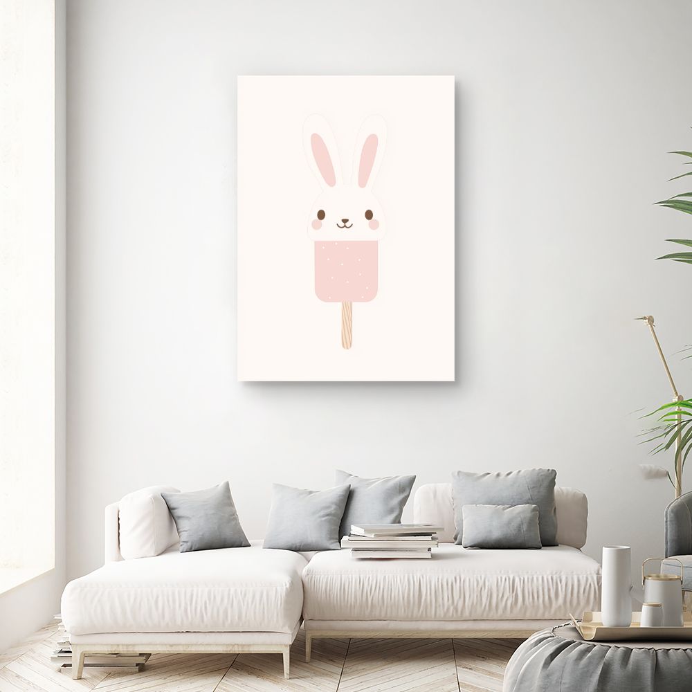 Tableau imprimé pour enfants 'Lapin glacé mignon'