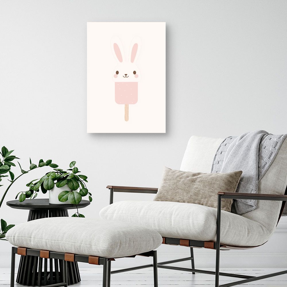 Tableau imprimé pour enfants 'Lapin glacé mignon'