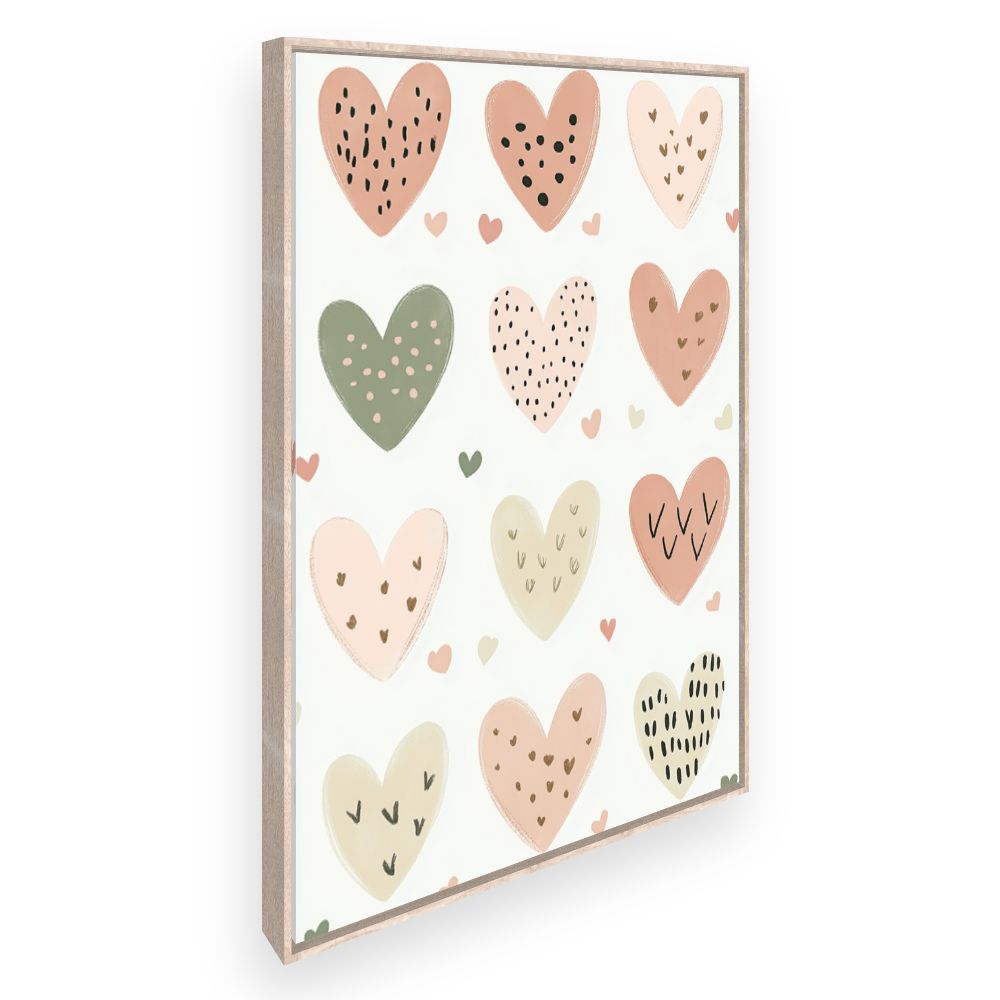 Tableau imprimé pour enfants 'Cœurs pastel charmants'