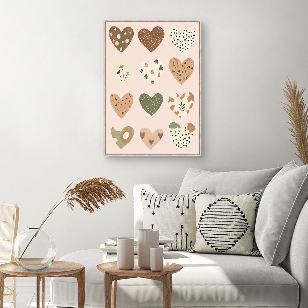 Tableau imprimé pour enfants 'Cœurs doux pastels'