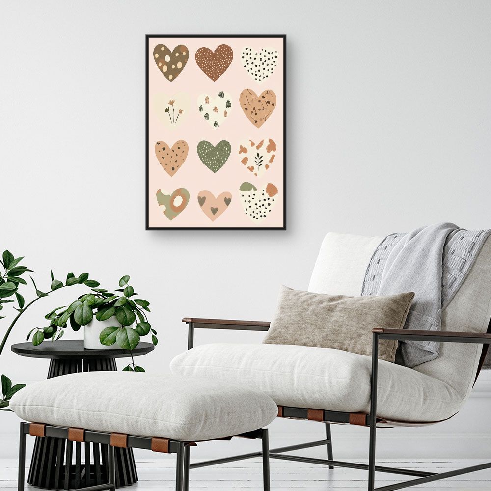 Tableau imprimé pour enfants 'Cœurs doux pastels'