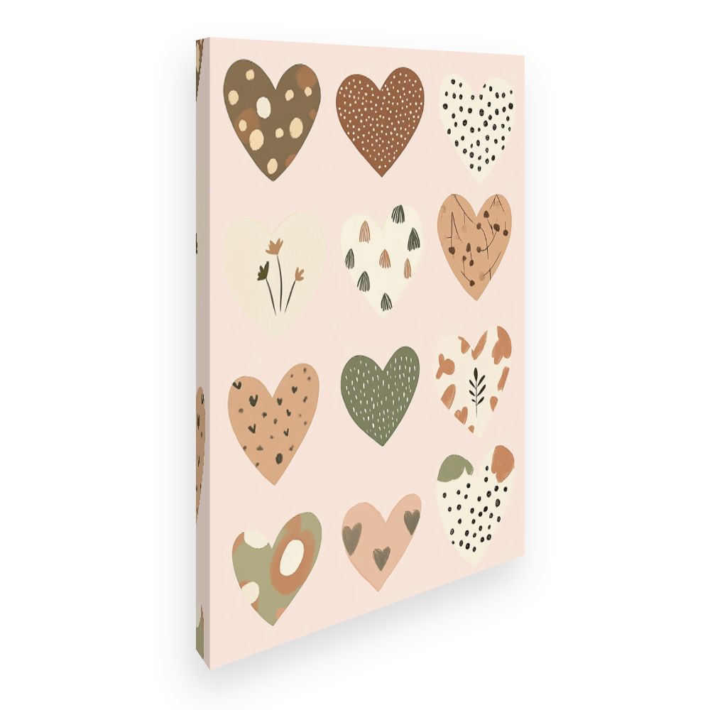 Tableau imprimé pour enfants 'Cœurs doux pastels'