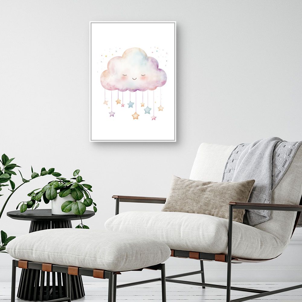 Tableau imprimé pour enfants 'Nuage étoilé doux'