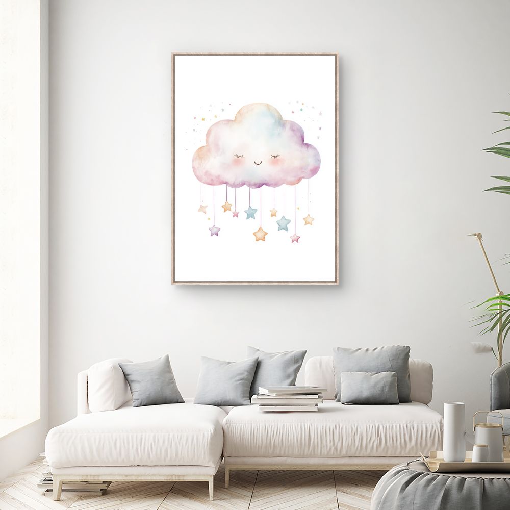 Tableau imprimé pour enfants 'Nuage étoilé doux'