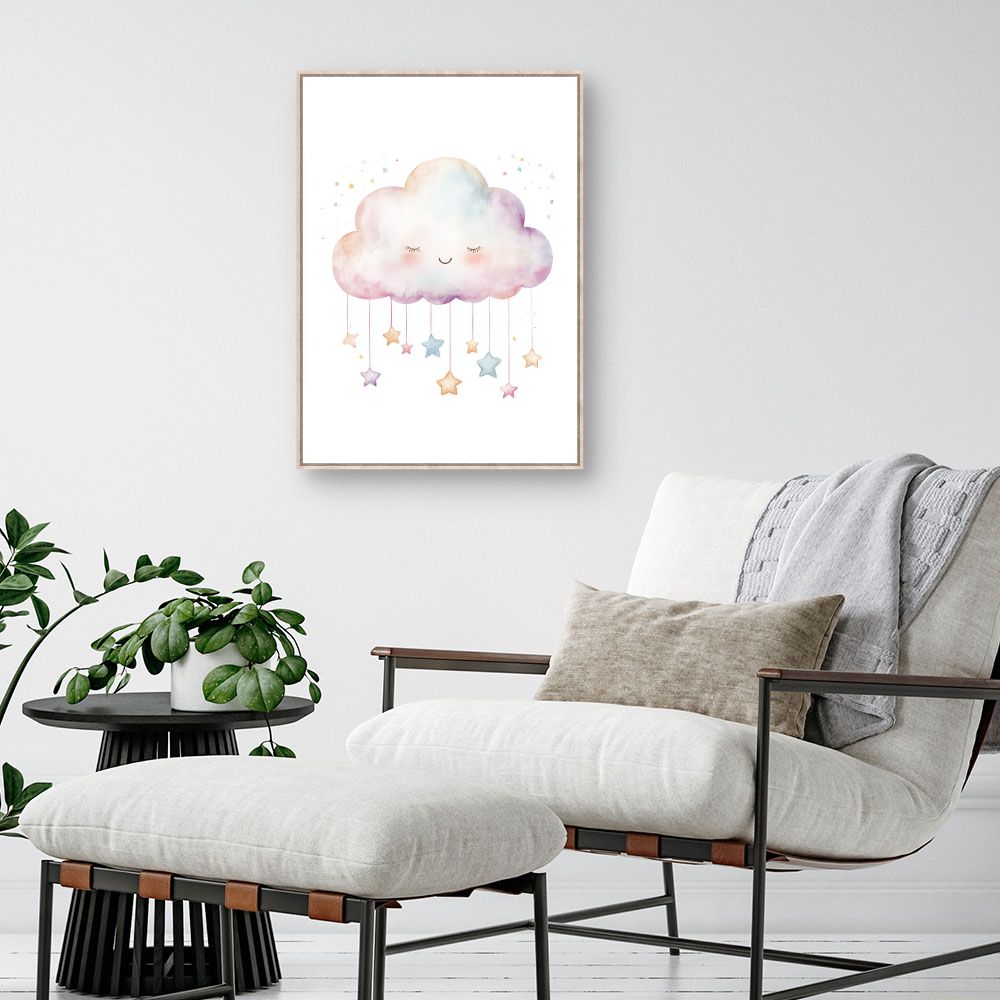 Tableau imprimé pour enfants 'Nuage étoilé doux'