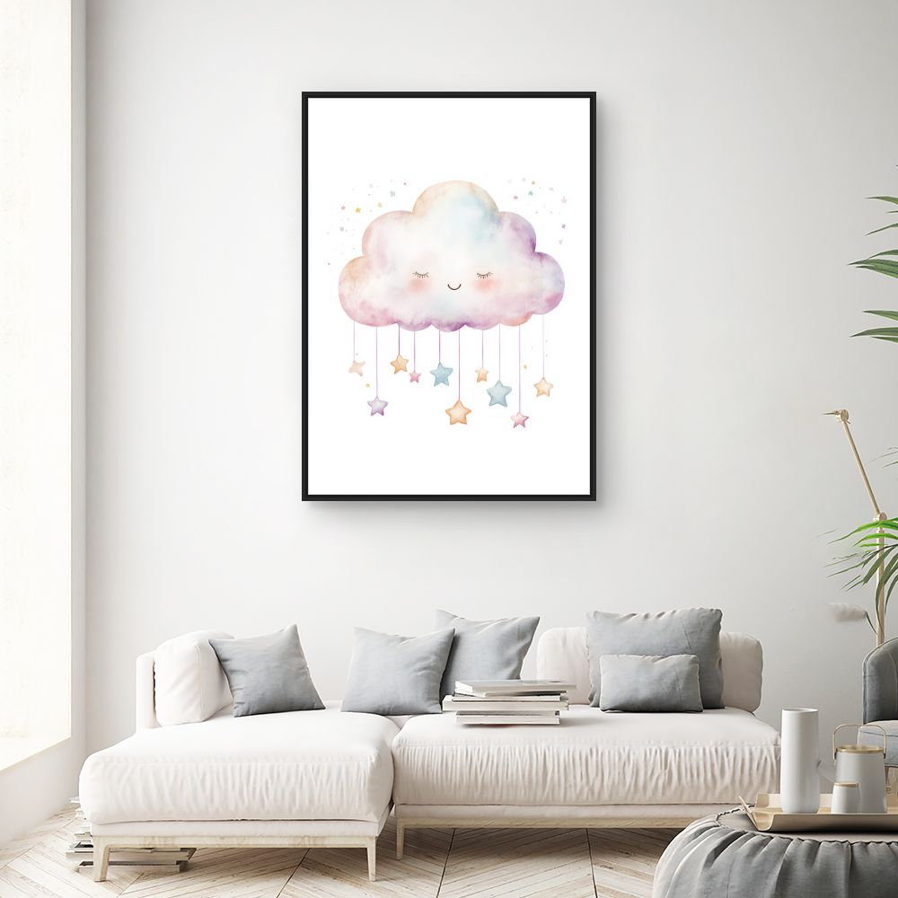 Tableau imprimé pour enfants 'Nuage étoilé doux'