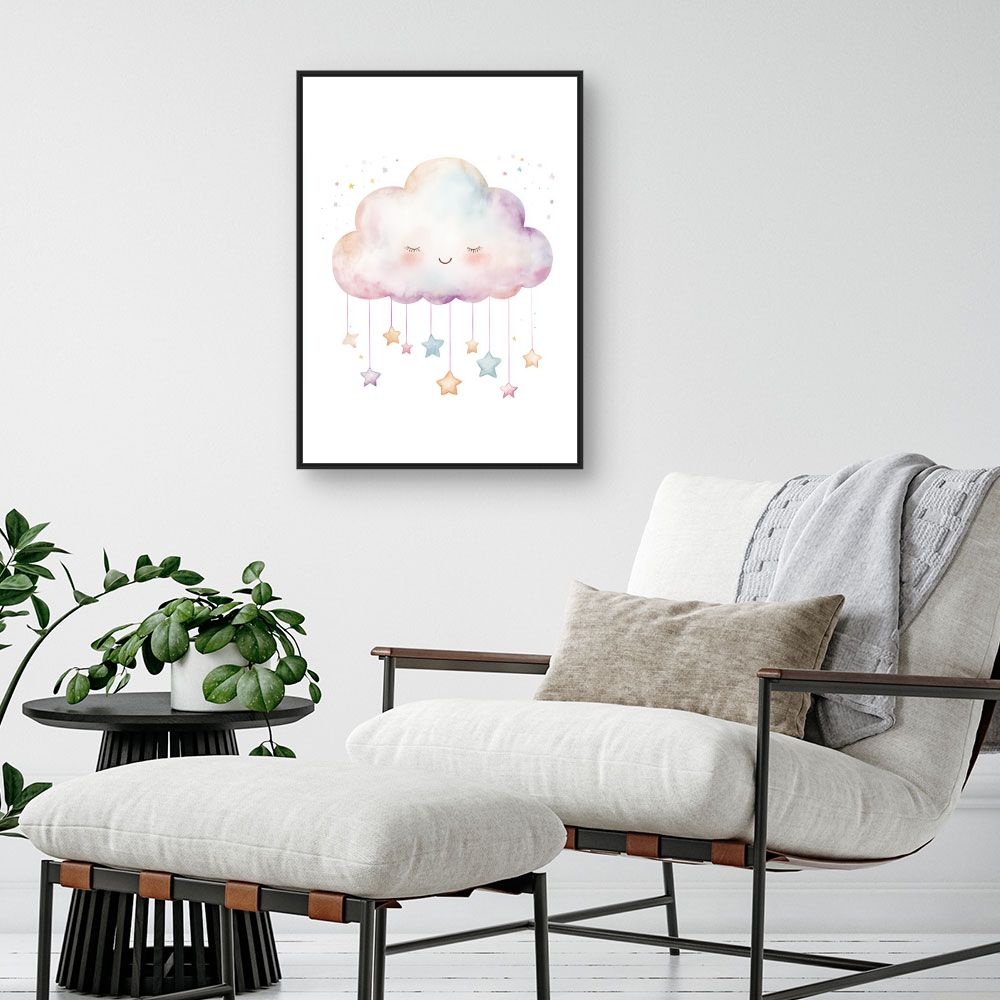 Tableau imprimé pour enfants 'Nuage étoilé doux'