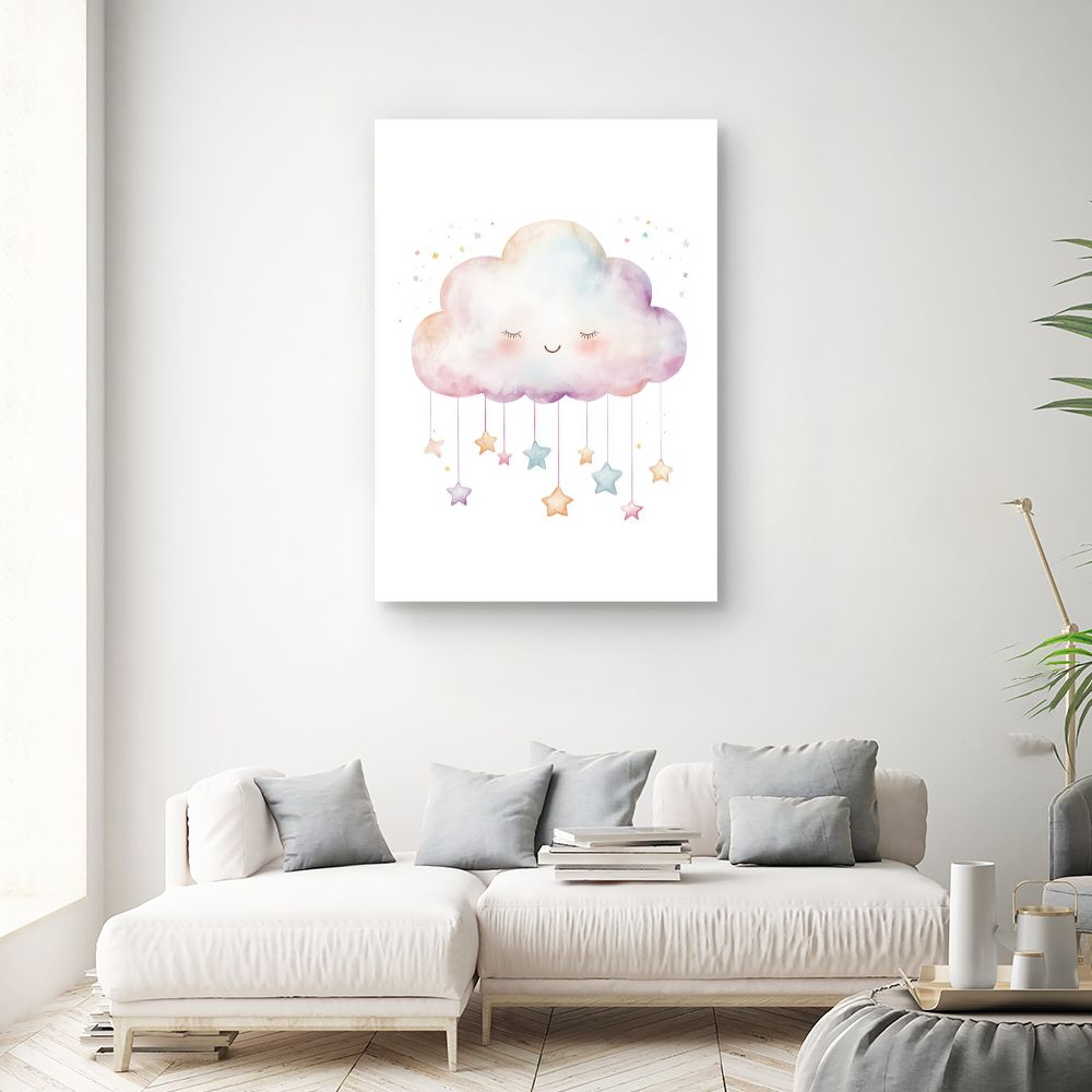 Tableau imprimé pour enfants 'Nuage étoilé doux'