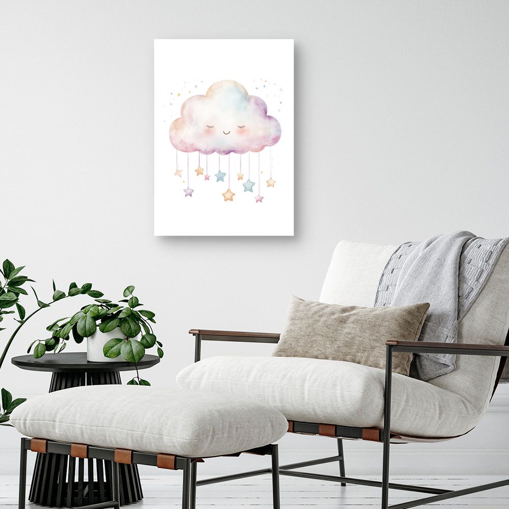 Tableau imprimé pour enfants 'Nuage étoilé doux'